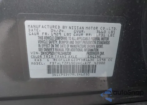 2024 Nissan Kicks Sr Xtronic Cvt from USA, damaged, VIN 3N1CP5DV7RL546230